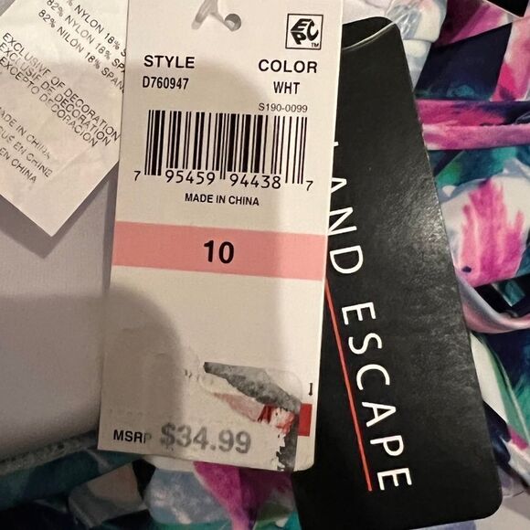 Island Escape Mali Bloom Tahiti Printed Tank White Multicolor Womens Size 10 NWT - Picture 8 of 8